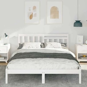 vidaXL Σκελετός Κρεβατιού Λευκό 140 x 200 cm Μασίφ ξύλο πεύκου