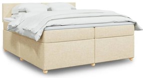 vidaXL Κρεβάτι Boxspring με Στρώμα Κρεμ 200x200 εκ. Υφασμάτινο