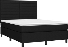 vidaXL Κρεβάτι Boxspring με Στρώμα Μαύρο 140x190 εκ. Υφασμάτινο