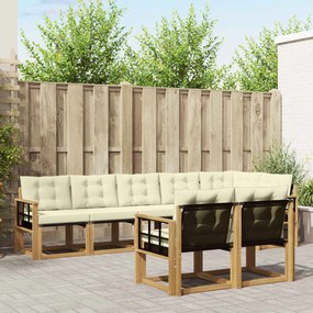 vidaXL Σειρά Καναπέ Εξωτερικού με μαξιλάρι 8 pcs Λευκό και Κρεμ