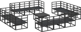 vidaXL Σετ Καναπέ Κήπου 13 pcs Μαύρο Μέταλλο