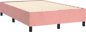 vidaXL Κρεβάτι Boxspring με Στρώμα Ροζ 120x200 εκ. Βελούδινο