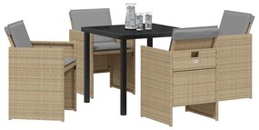 vidaXL Σέτ φαγητού για κήπο με μαξιλάρι 5 pcs Μπεζ Πολυ ράταν