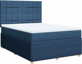 vidaXL Κρεβάτι Boxspring με Στρώμα Μπλε 160x200 εκ. Υφασμάτινο