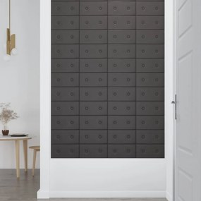 vidaXL Πάνελ Τοίχου 12 τεμ. Γκρι 30 x 15 εκ. 0,54 μ² Συνθετικό Δέρμα