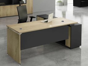Γωνιακό τραπέζι γραφείου Mesa D100, Γωνιακός, Με πόρτες, Ο αριθμός των θυρών: 1, 75x160x60cm, Γκρι, Sonoma οξιά | Epipla1.gr