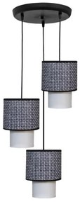 Κρεμαστό Φωτιστικό Οροφής 3xE27 Ύφασμα Φ34cm HK-10 Heronia Lighting-14-0270-Μαύρο 14-0270