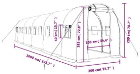 ΘΕΡΜΟΚΗΠΙΟ ΠΡΑΣΙΝΟ 20 Μ² 10 X 2 X 2 Μ. ΜΕ ΑΤΣΑΛΙΝΟ ΠΛΑΙΣΙΟ 3188020