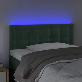 Κεφαλάρι Κρεβατιού LED Σκούρο Πράσινο 80x5x78/88 εκ. Βελούδινο - Πράσινο