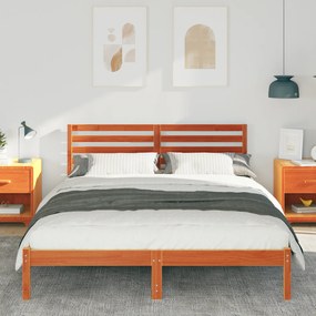 vidaXL Σκελετός Κρεβατιού Καφέ κεριού 150 x 200 cm Μασίφ ξύλο πεύκου