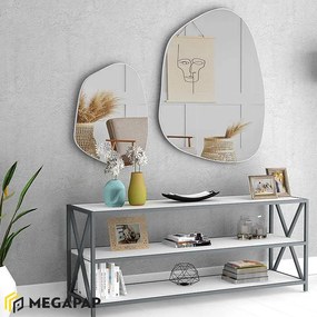 Σετ καθρεπτών τοίχου Denza Megapap 2 τμχ. χρώμα λευκό 100x80x2,2εκ.