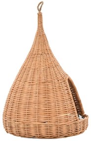 vidaXL Σπίτι Γάτας Teepee με Μαξιλάρι 40x60 εκ. από Φυσικό Ξύλο Ιτιάς