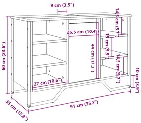 Ντουλάπι Νιπτήρα Μπάνιου Γκρι Sonoma 91x35x60 εκ. Επεξ. Ξύλο - Γκρι sonoma