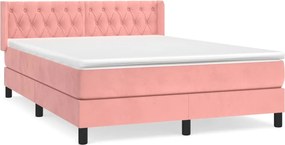 vidaXL Κρεβάτι Boxspring με Στρώμα Ροζ 140x200 εκ. Βελούδινο
