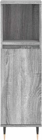 vidaXL Ντουλάπι Μπάνιου Γκρι Sonoma 30x30x100 εκ. Επεξεργασμένο Ξύλο