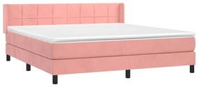 Κρεβάτι Boxspring με Στρώμα Ροζ 180x200 εκ. Βελούδινο - Ροζ