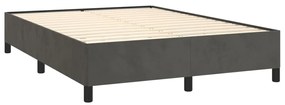 Κρεβάτι Boxspring με Στρώμα Σκούρο Γκρι 140x200 εκ. Βελούδινο - Γκρι