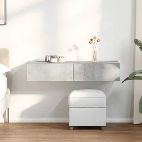 Ράφι τοίχου με συρτάρια Γκρι μπετόν 100x36x19 cm Ξύλο μηχανής 859989