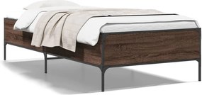 vidaXL Πλαίσιο Κρεβατιού Καφέ Δρυς 100x200 εκ. Επεξ. Ξύλο &amp; Μέταλλο