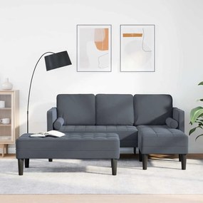 vidaXL Σετ Καναπέ με μαξιλάρι 2 pcs Σκούρο Γκρι Πολυεστέρας