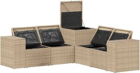 vidaXL Σετ Καναπέ 5 τμχ. Μπεζ και Κρέμ 200 x 200 x 85 εκ.