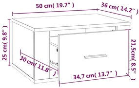 Κομοδίνο Επιτοίχιο Λευκά 50 x 36 x 25 εκ. - Λευκό