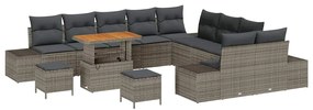 vidaXL Σετ Καναπέ Κήπου με μαξιλάρι 13 pcs Γκρι Πολυ ράταν