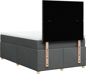 vidaXL Κρεβάτι Boxspring με Στρώμα Σκούρο Γκρι 120x190 εκ Υφασμάτινο