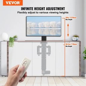 VEVOR Motorized TV Lift Stroke Length 20 Inches Motorized TV Mount Fit for 28-32&quot; TV Lift with Remote Control Height Adjustable Load Capacity 132 Lbs Wireless Remote Control