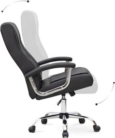 Καρέκλα γραφείου διευθυντική Vision Megapap από τεχνόδερμα χρώμα μαύρο 63x70x112/120εκ.