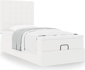 vidaXL Οθωμανικό κρεβάτι με στρώμα Λευκό 100x200cm Faux Leather