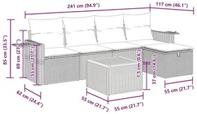 Σετ Καναπέ Κήπου 6 τεμ. Μπεζ Συνθετικό Ρατάν με Μαξιλάρια - Μπεζ