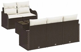vidaXL Σετ Καναπέ Κήπου με μαξιλάρι 6 pcs Καφέ, Κρέμα 55 x 55 x 37 εκ