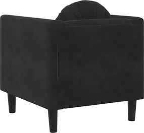 vidaXL Πολυθρόνα Μαύρη Βελούδινη με Μαξιλάρι