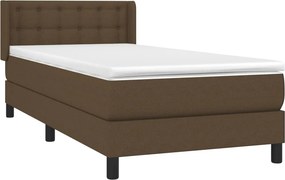 vidaXL Κρεβάτι Boxspring με Στρώμα Σκούρο Καφέ 100x200 εκ. Υφασμάτινο