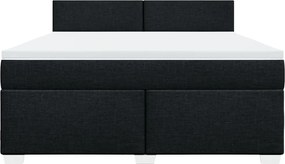 vidaXL Κρεβάτι Boxspring με Στρώμα Μαύρο 180x200 εκ. Υφασμάτινο