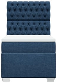 vidaXL Κρεβάτι Boxspring με Στρώμα Μπλε 100 x 200 εκ. Υφασμάτινο