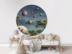 Pretty Planets Ταπετσαρια Τοιχου Σκουρο Μπλε Στρογγυλη 80cm