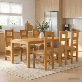 vidaXL Σετ τραπεζαρίας LELYSTAD 7 τμχ. Μπεζ 200 x 100 x 75 cm