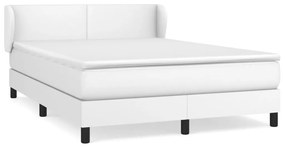 vidaXL Κρεβάτι Boxspring με Στρώμα Λευκό 140x190εκ.από Συνθετικό Δέρμα