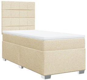 vidaXL Κρεβάτι Boxspring με Στρώμα Κρεμ 80 x 200 εκ. Υφασμάτινο