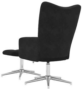 vidaXL Πολυθρόνα Relax Μαύρη Βελούδινη με Σκαμπό