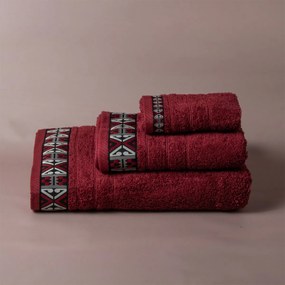 Πετσέτα Προσώπου (50x90) White Fabric Perrin Bordeaux White 500gsm