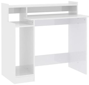 vidaXL Γραφείο με LED Γυαλιστερό λευκό 97x45x90 εκ. Επεξεργ. Ξύλο