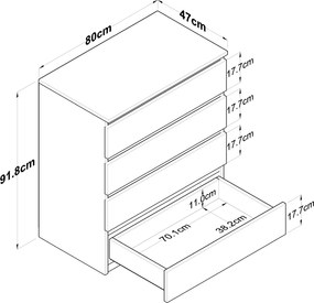Συρταριέρα Λευκό BE 80x47x97,8