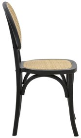 Καρέκλα Zoel μαύρο ξύλο οξιάς-φυσικό rattan 45x52x82εκ 45x52x82 εκ.