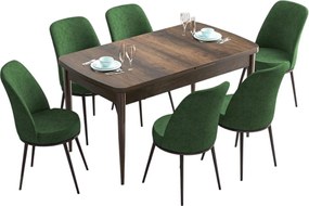 Extendable Dining Table &amp; Chairs Set (7 Pieces) Han - Baroque, Khaki Baroque
Khaki