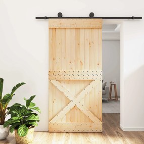 vidaXL Συρόμενη Πόρτα Φυσικό και Μαύρο 100 x 210 cm