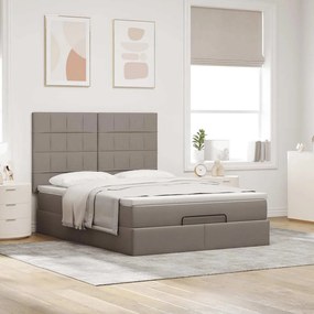 vidaXL Οθωμανικό κρεβάτι με στρώμα Taupe 140x200cm ύφασμα