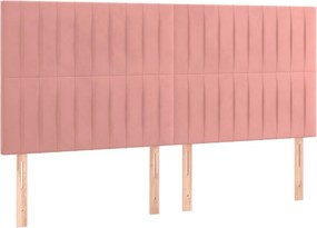 vidaXL Κρεβάτι Boxspring με Στρώμα Ροζ 180x200 εκ. Βελούδινο
